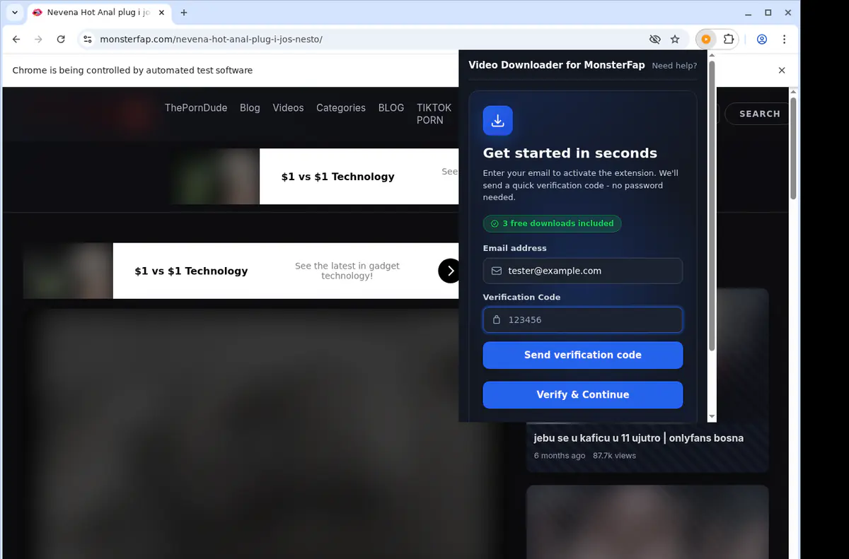 Monsterfap Video Downloader browser extension screenshot 4